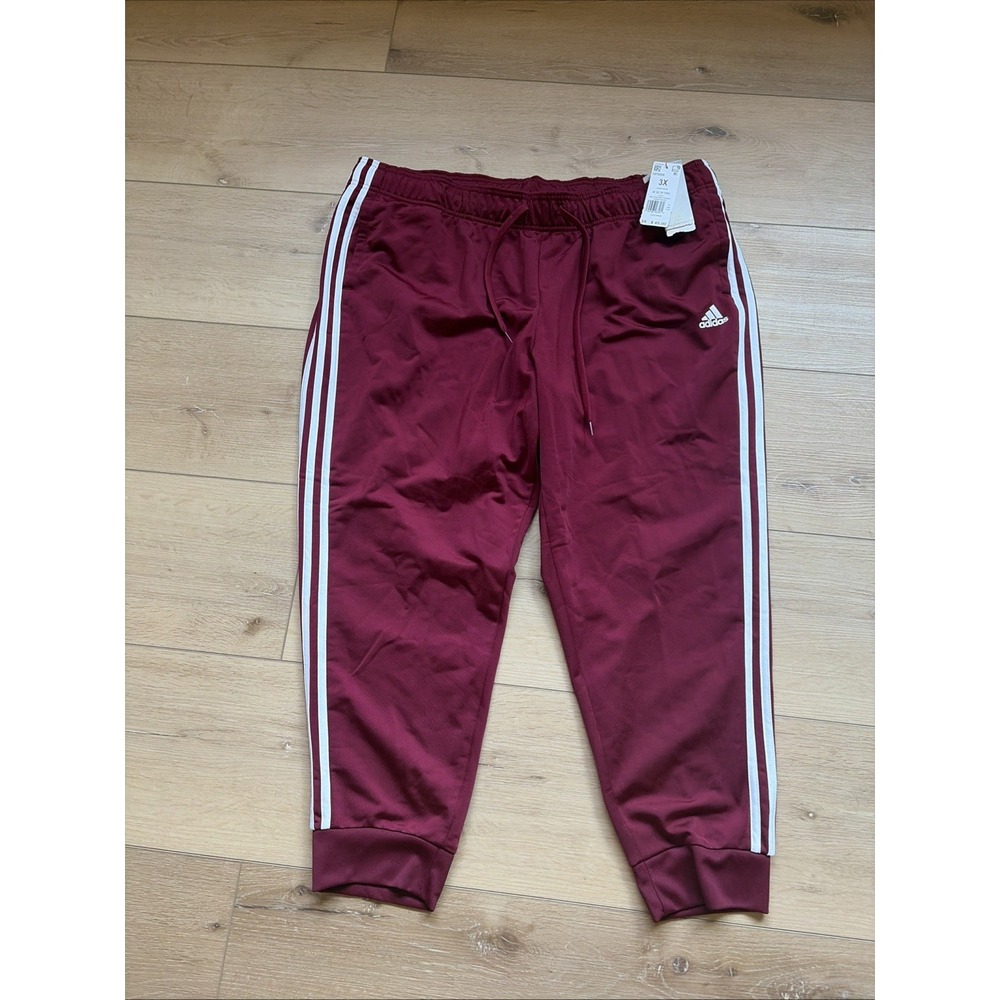 Adidas Women's Essentials Warm-up 3 Stripes Track Pants Burgundy Size 3X Athleti